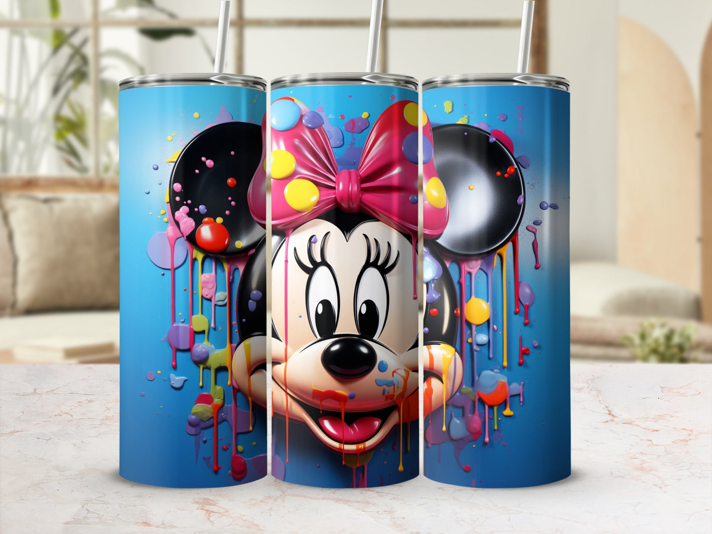 Colorful Cartoon Character Tumbler with Straw Drinkware