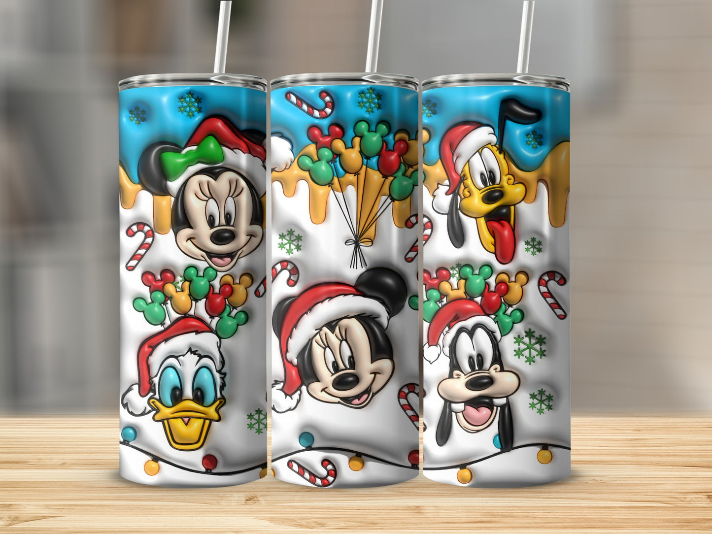 Festive Holiday Cartoon Characters Insulated Tumbler