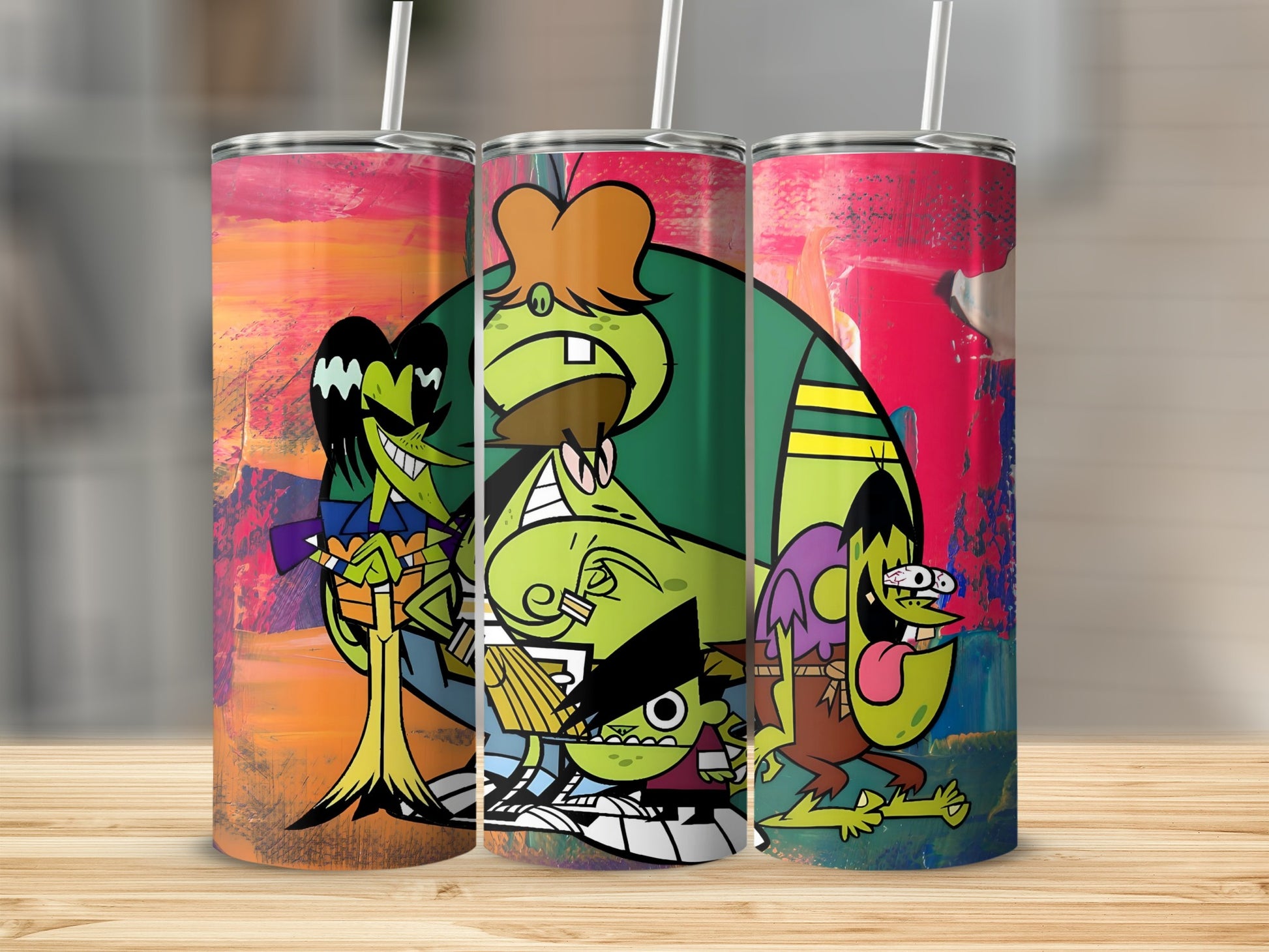 Bright Funky Cartoon Character Design Tumbler Set