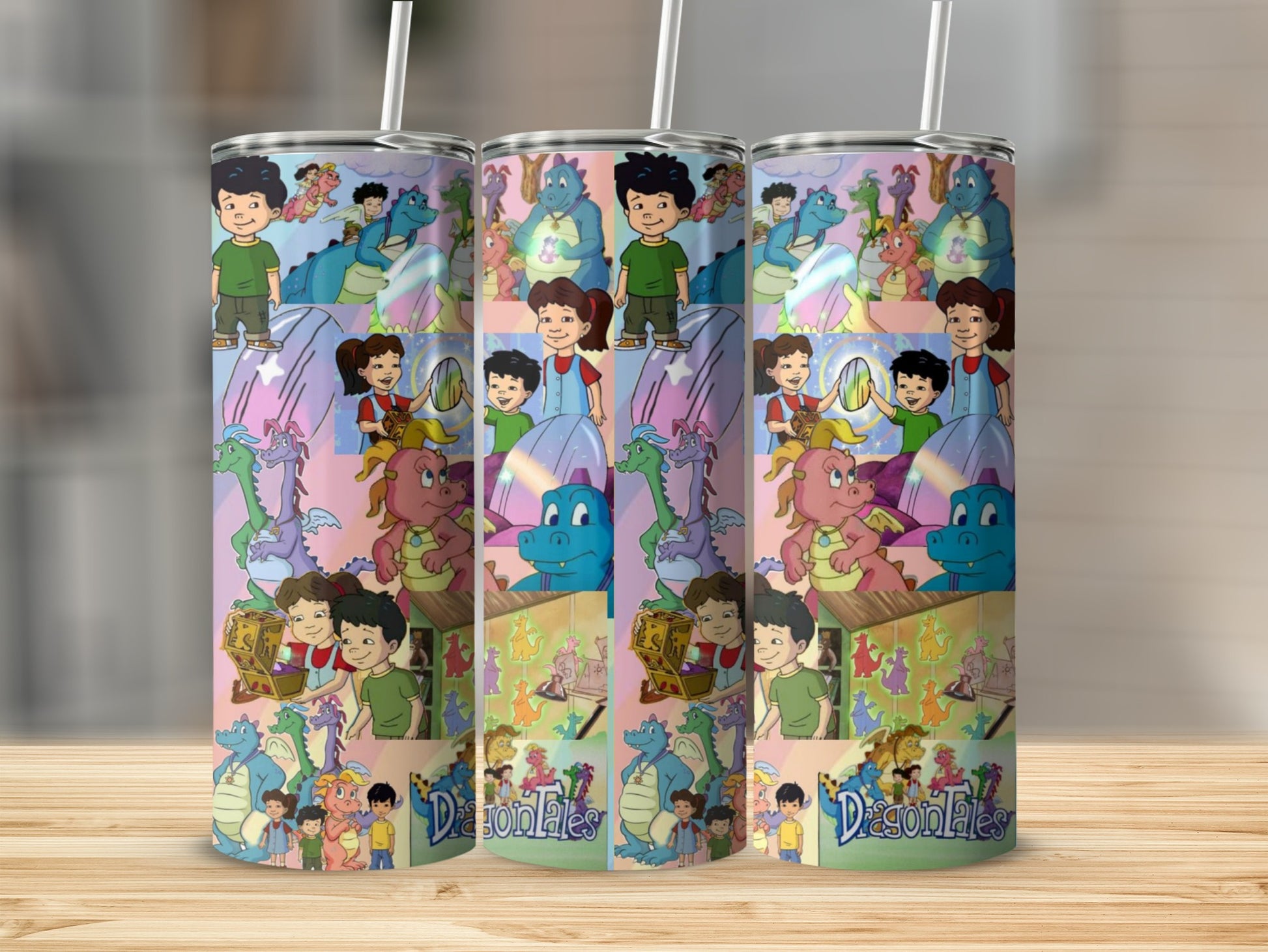 Colorful Dragon Tales Cartoon-Themed Drink Tumbler