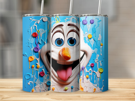 Colorful Snowman Face Design Tumbler Drinking Accessory