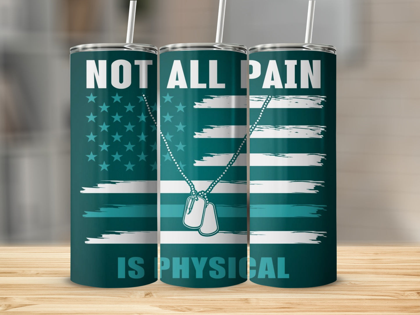 Not All Pain Is Physical Flag Dog Tag Design Tumbler