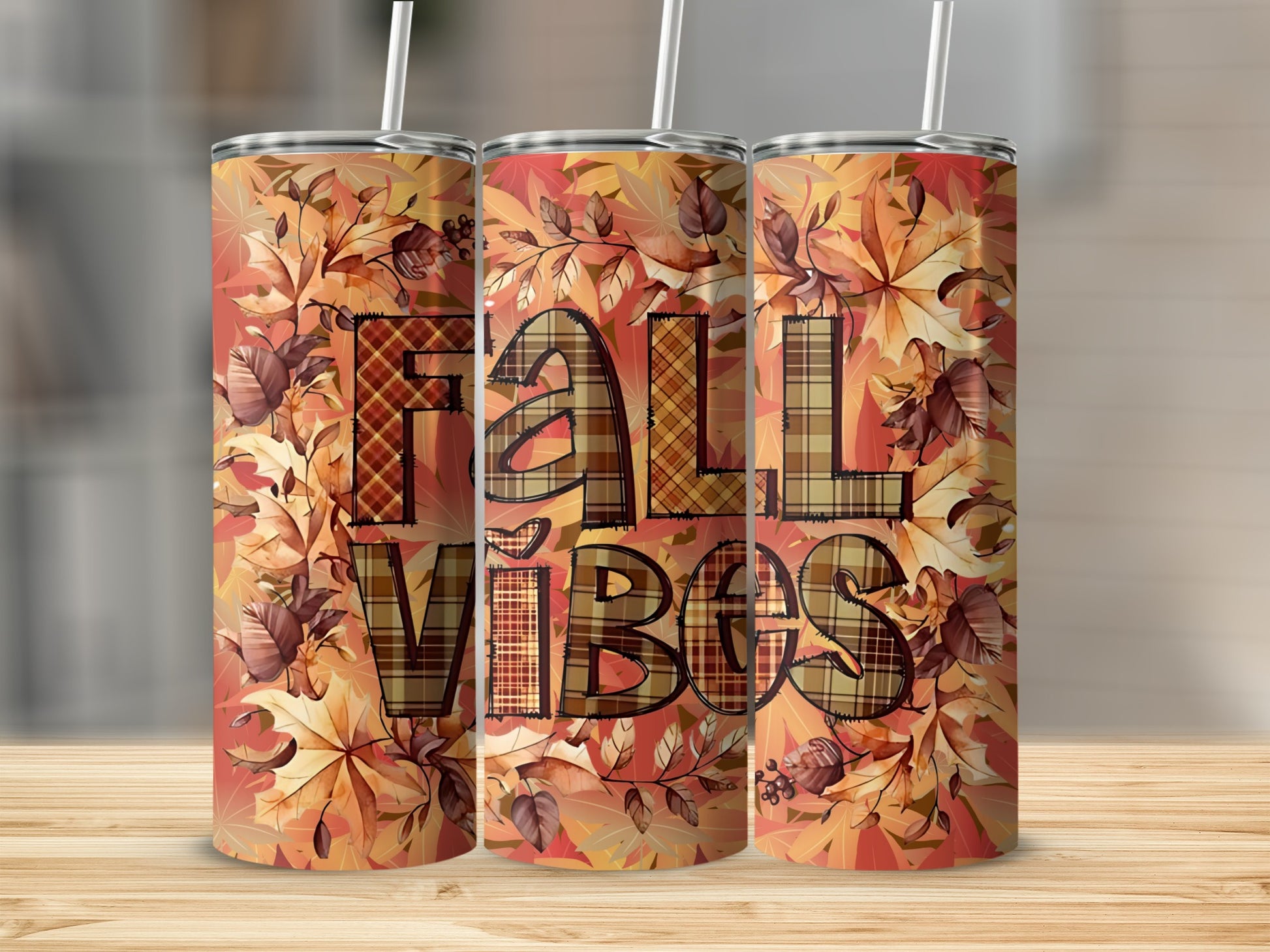 Fall Vibes Autumn Leaves Tumbler Design