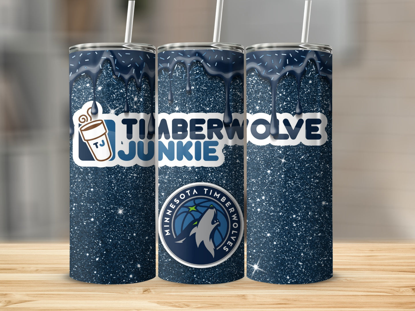 Timberwolves Junkie Tumbler with Glitter Design