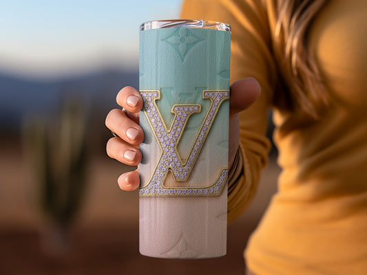 Luxury Designer Monogram Tumbler with Crystals