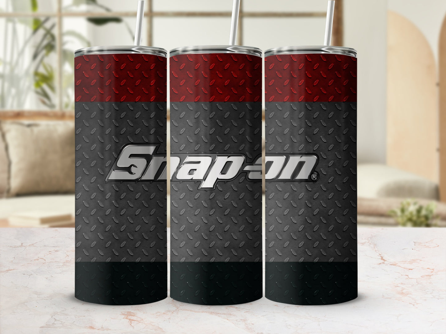 Snap-on Logo Red Black Diamond Plate Tumbler product type