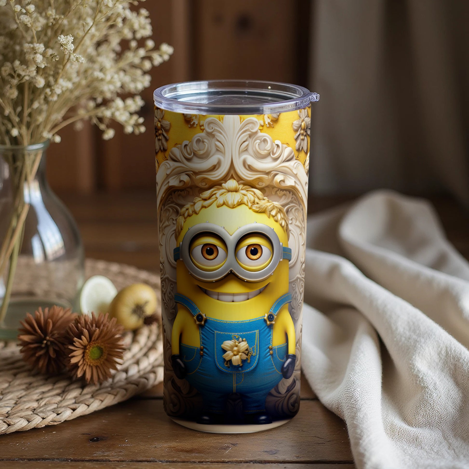 Cheerful Minion Tumbler with Intricate Designs
