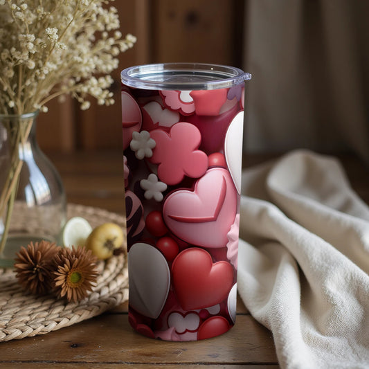 Valentine's Hearts and Flowers Design Tumbler