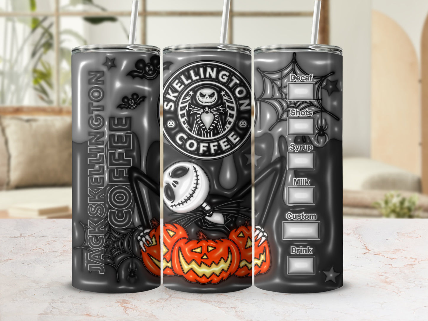 Jack Skellington Coffee Halloween Drink Tumbler