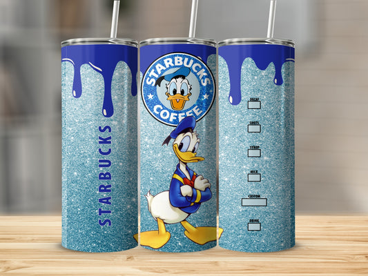Starbucks Donald Duck Glitter Tumbler Cup with Straw