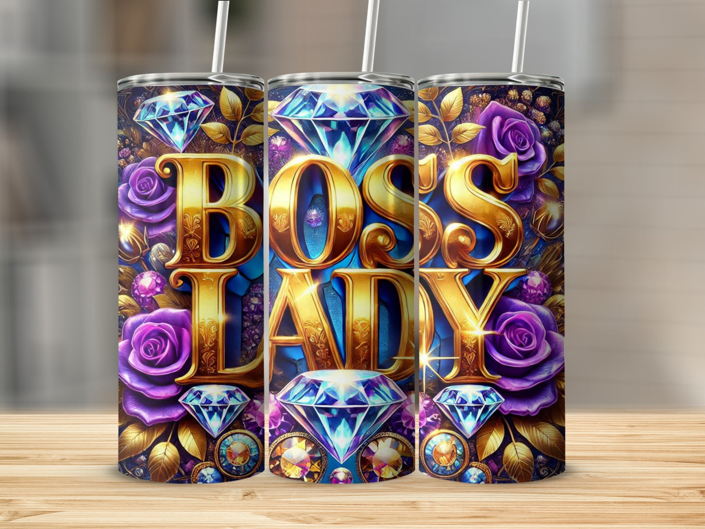 Boss Lady Floral Diamond Graphic Tumbler