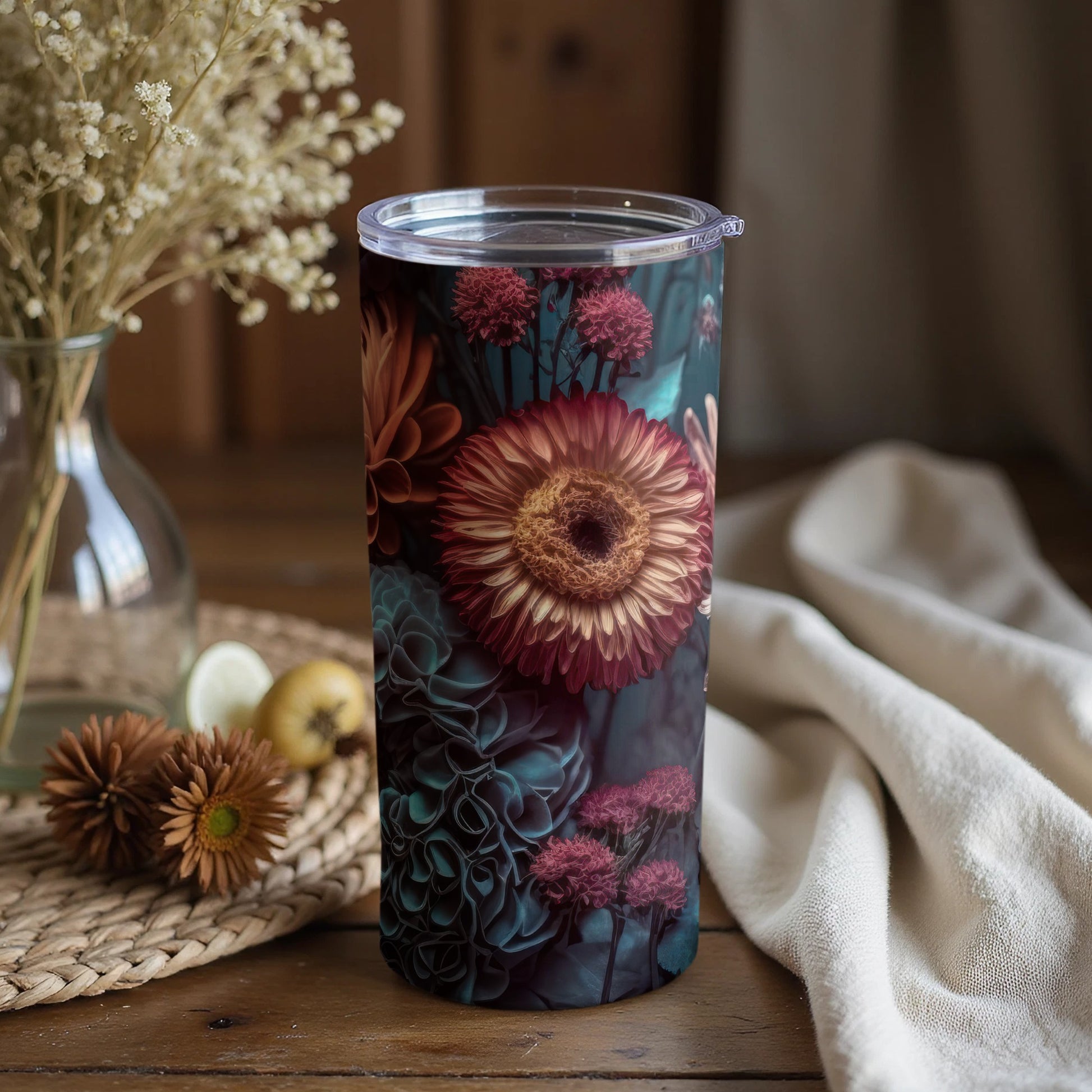 Floral Design Double-Walled Insulated Tumbler