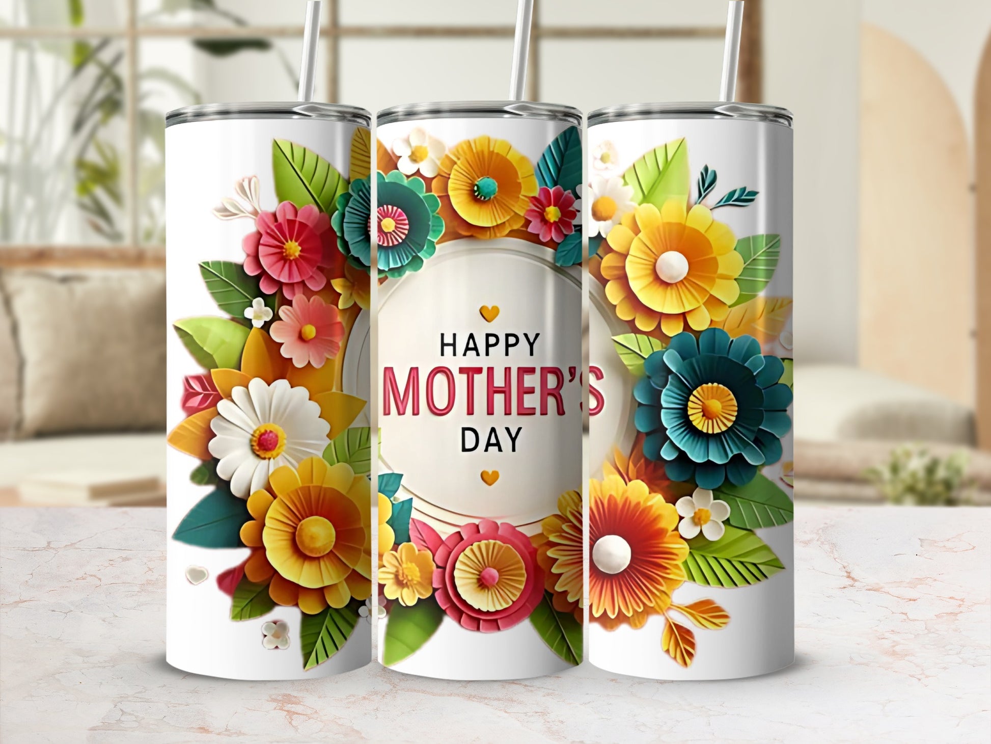 Bright Floral Design Happy Mother's Day Tumbler