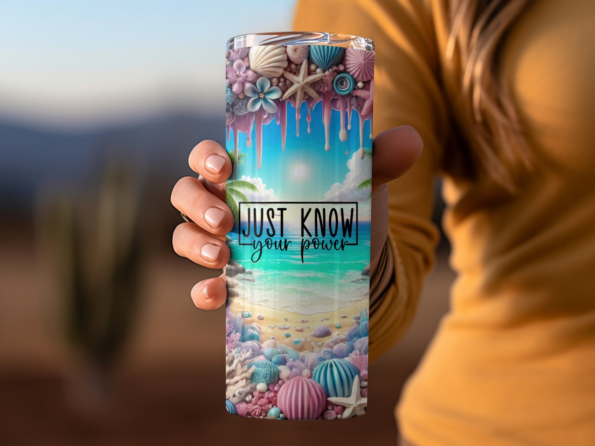 Just Know Your Power Coastal Beach Tumbler