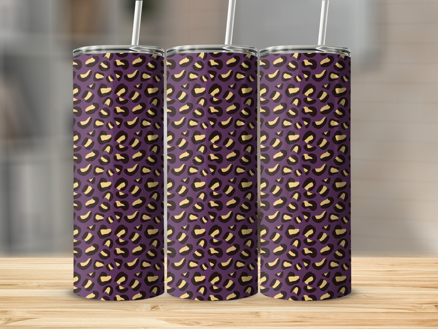 Purple and Gold Leopard Print Tumbler Product
