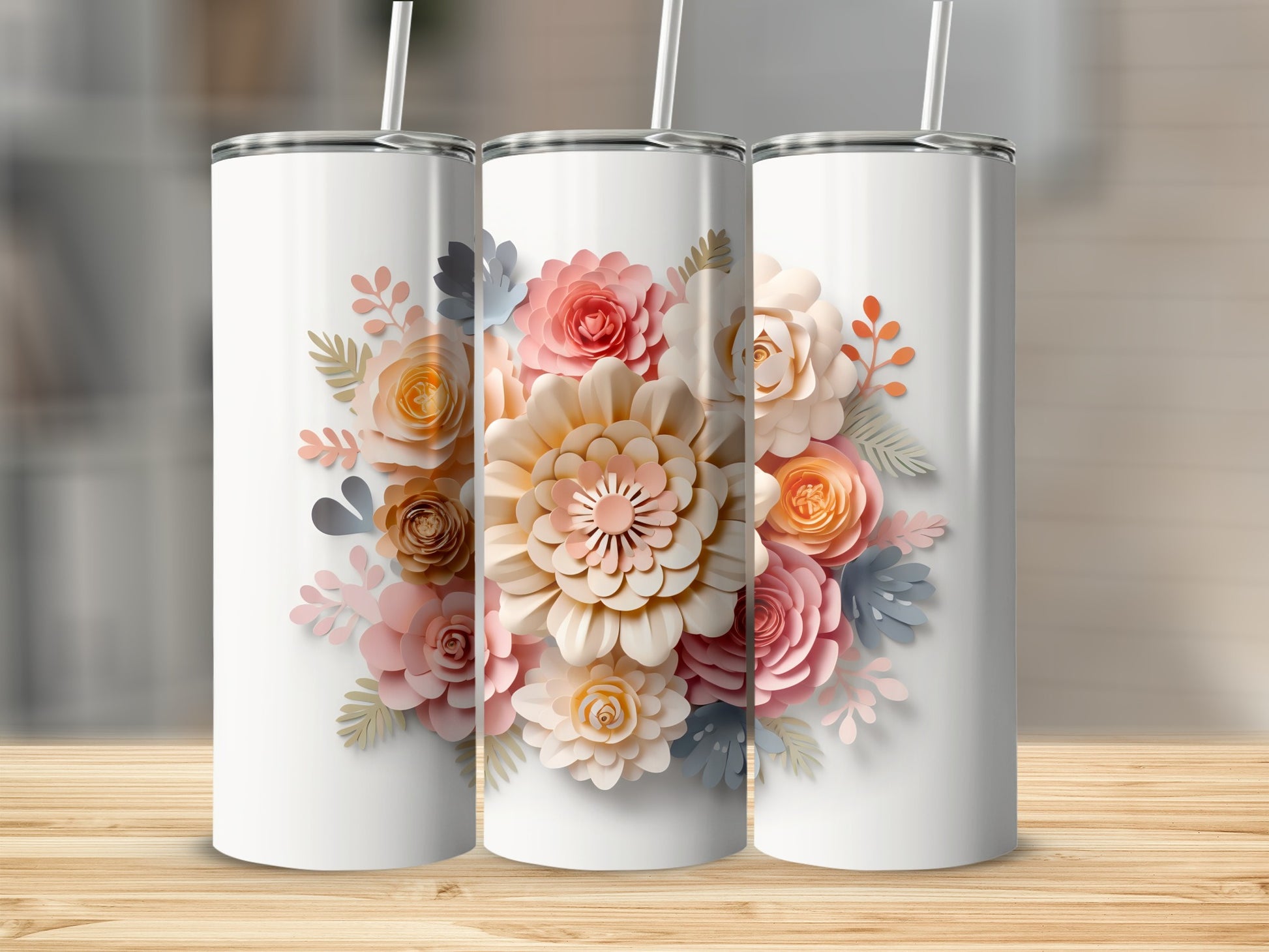 Floral Pattern Insulated Tumbler for Beverages