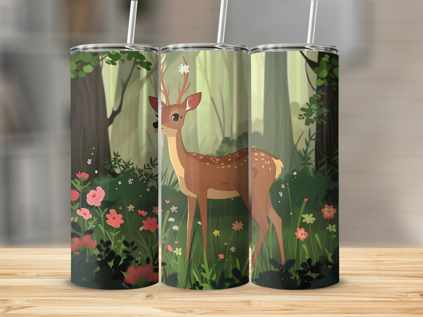 Forest Deer Floral Landscape Tumbler Product Type