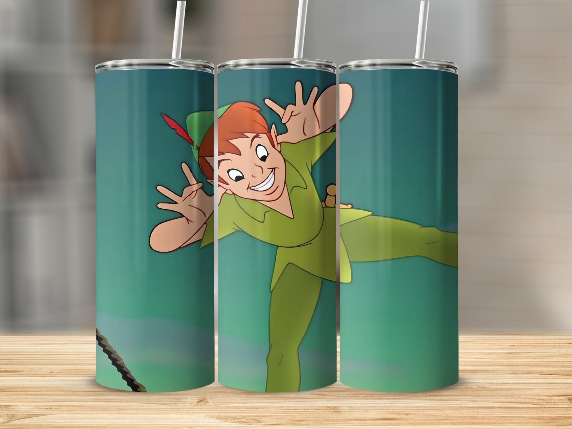 Peter Pan Character Tumbler with Straw Custom Tumbler