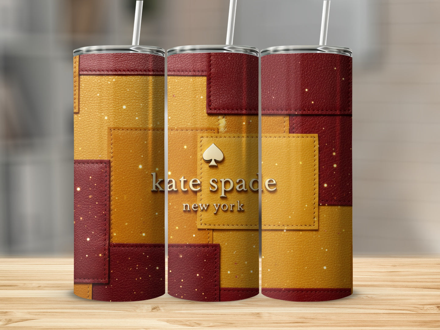 Inspired By Fabulous Kate Spade New York Brand Logo Gold Red Tumblers