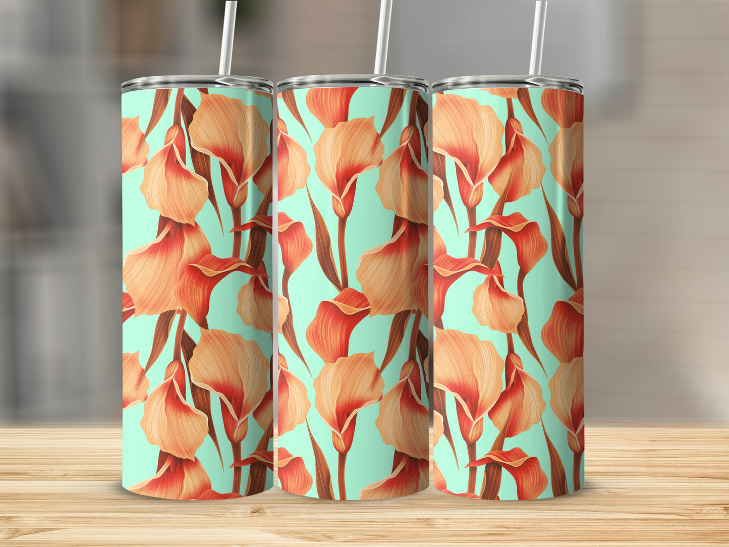 Tropical Floral Design Stainless Steel Tumbler