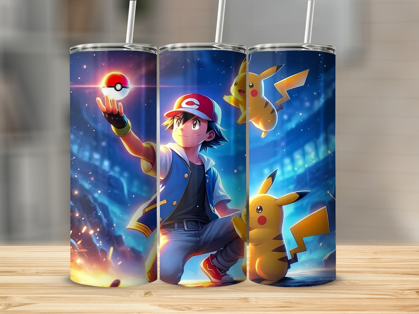 Vibrant Anime Character with Pikachu Tumbler