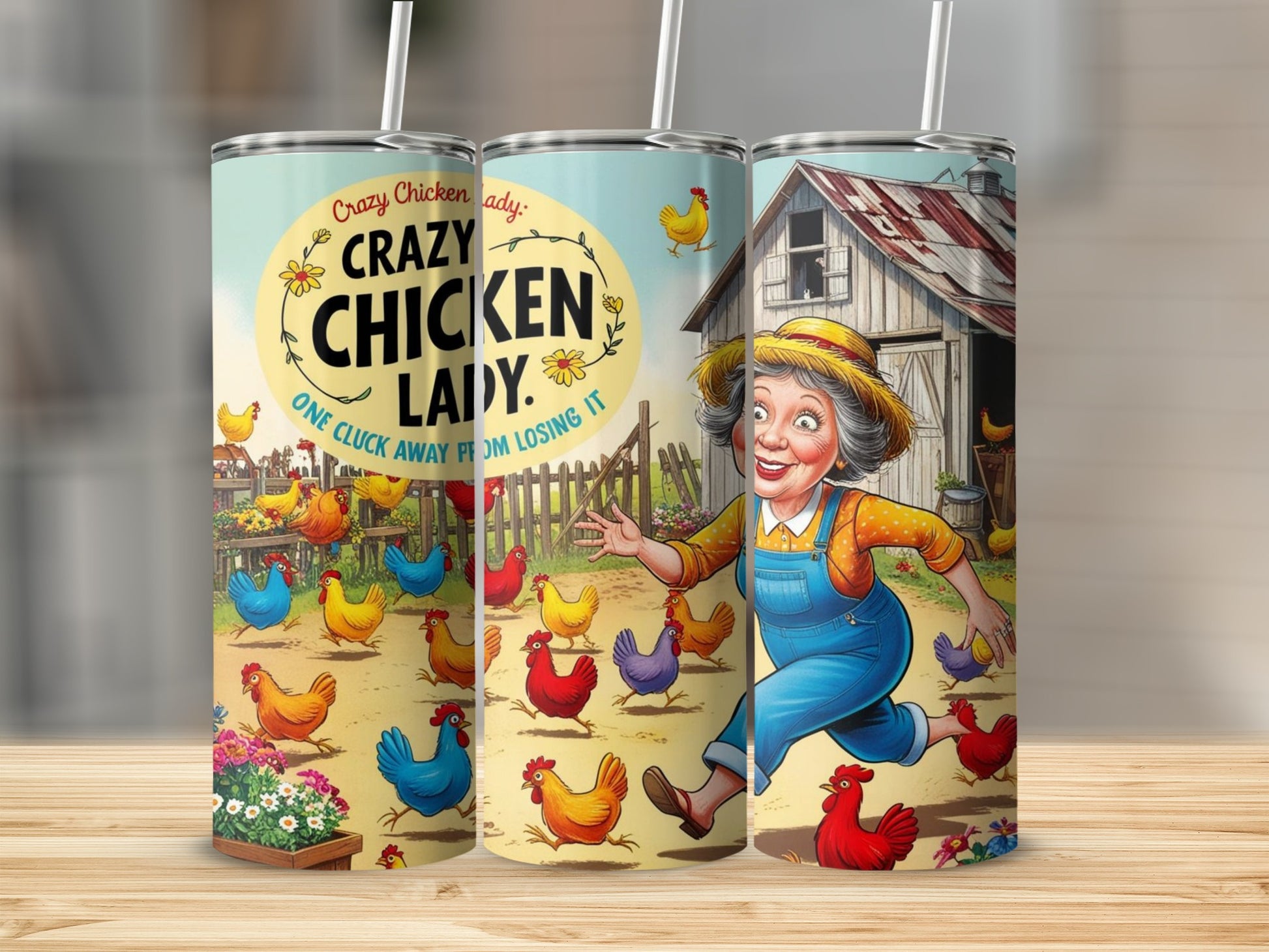 Crazy Chicken Lady Colorful Tumbler for Chicken Lovers