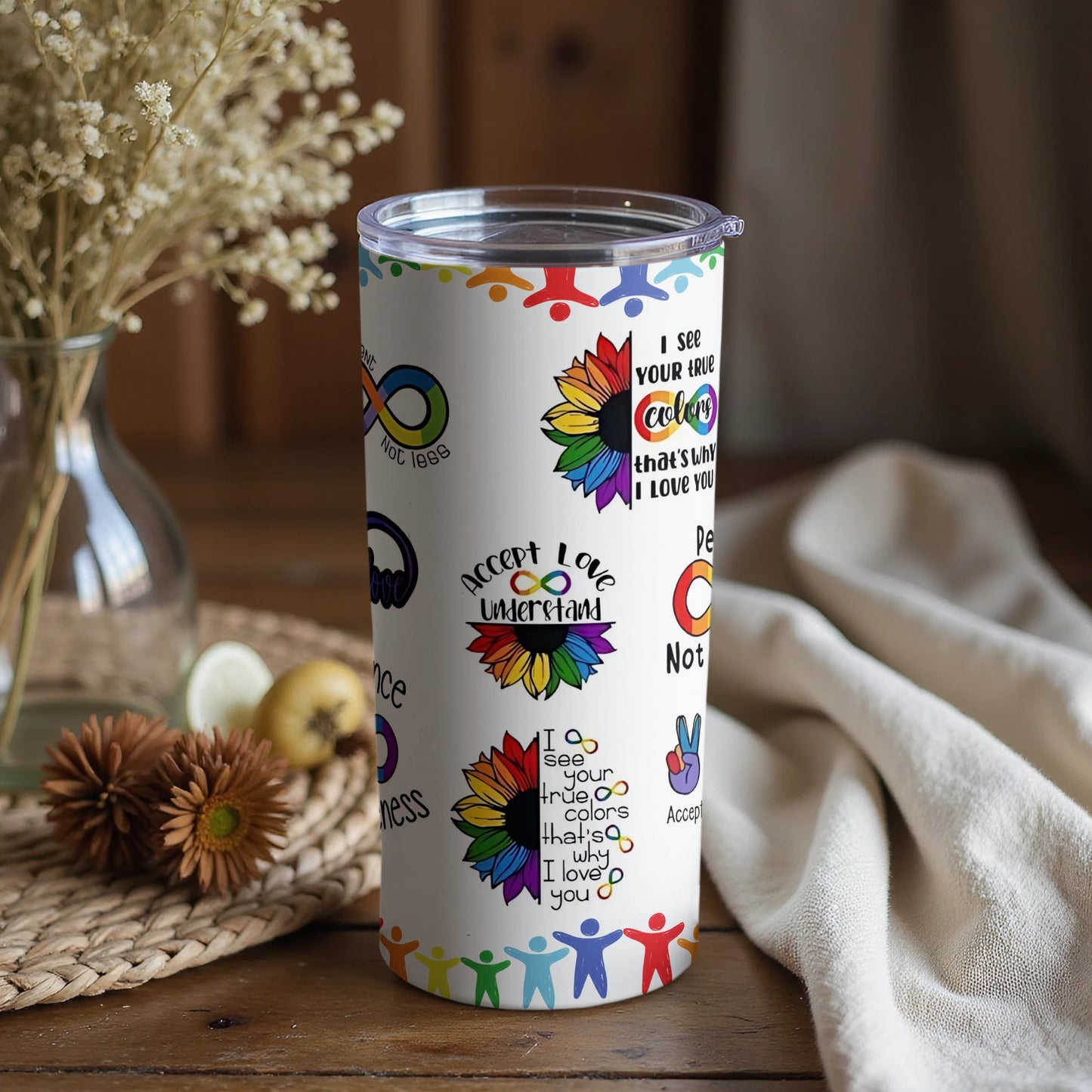 Colorful Motivational Travel Tumbler with Positive Quotes