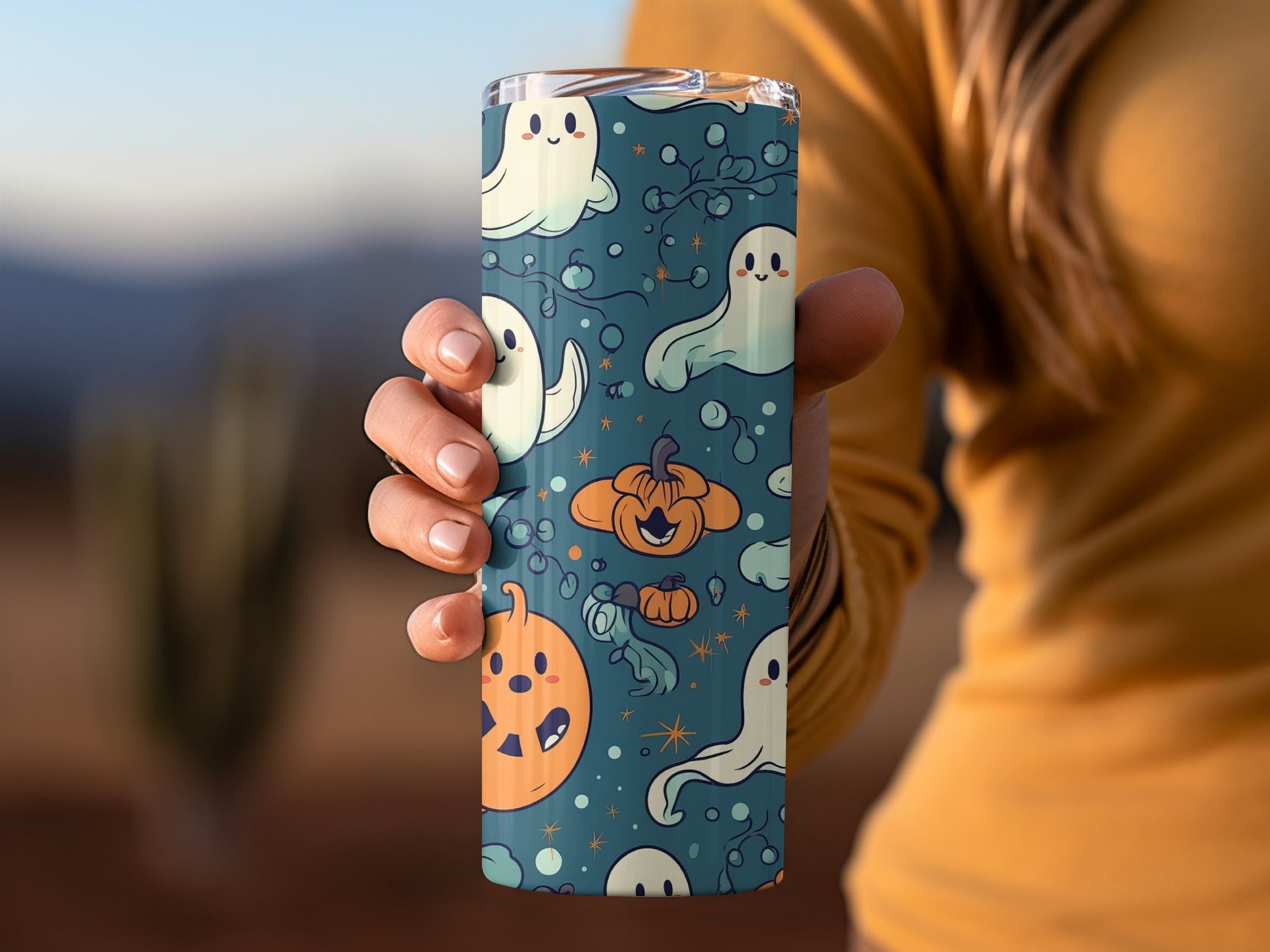 Halloween Ghosts and Pumpkins Design Tumbler product