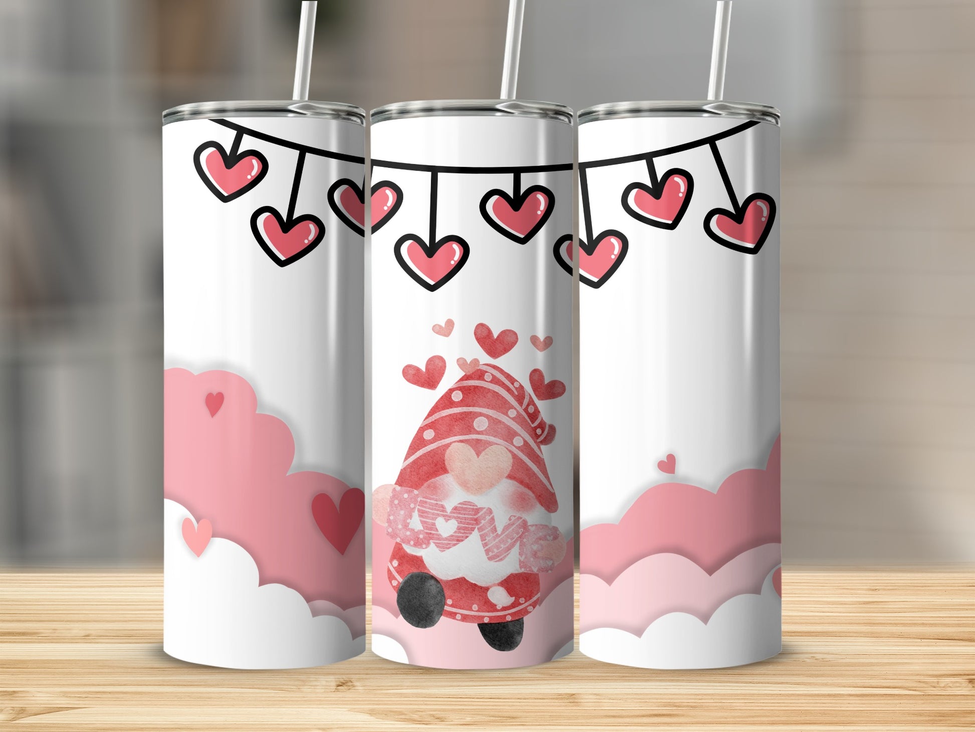 Cute Valentine's Day Hearts and Love Gnome Tumbler
