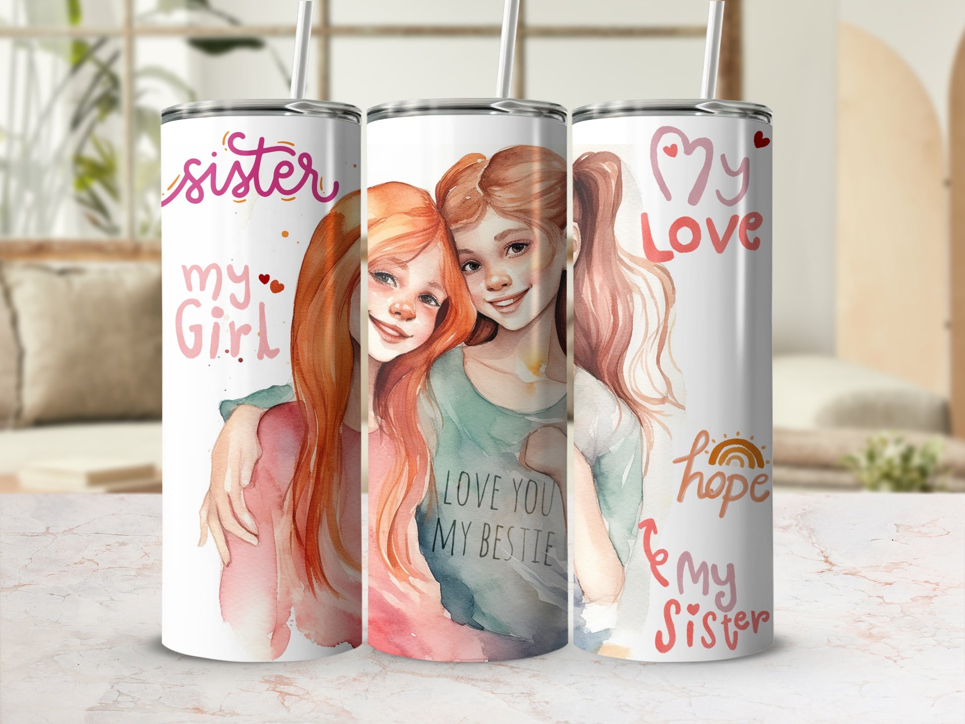 Custom Engraved Sister and Friend Tumbler Cup