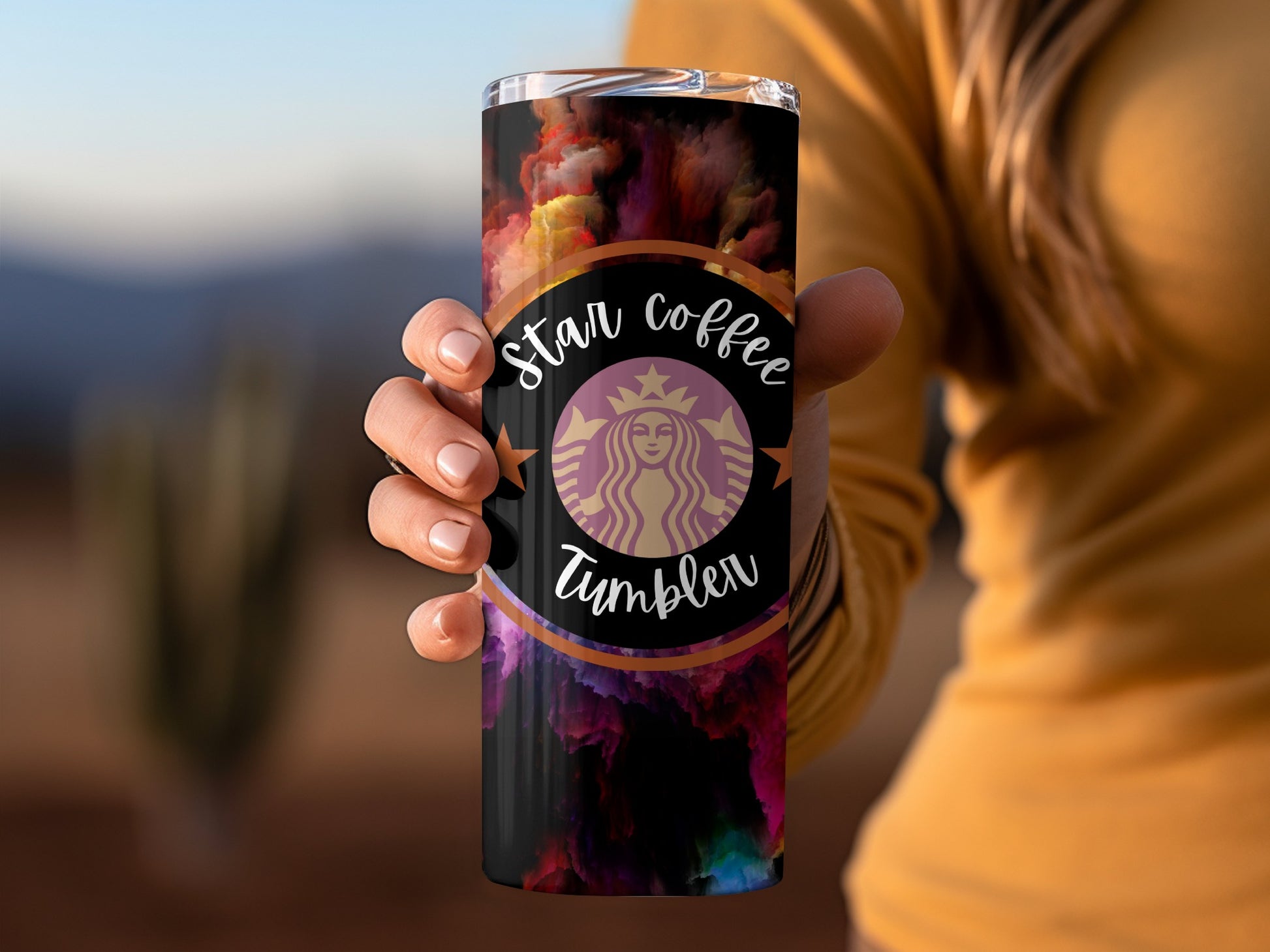 Star Coffee Tumbler with Vibrant Design