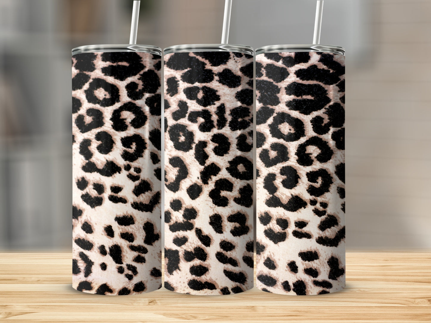 Leopard Print Skinny Tumbler Stainless Steel Cup