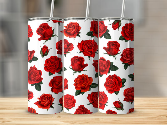 Red Rose Printed Design Elegant Tumbler Drinkware