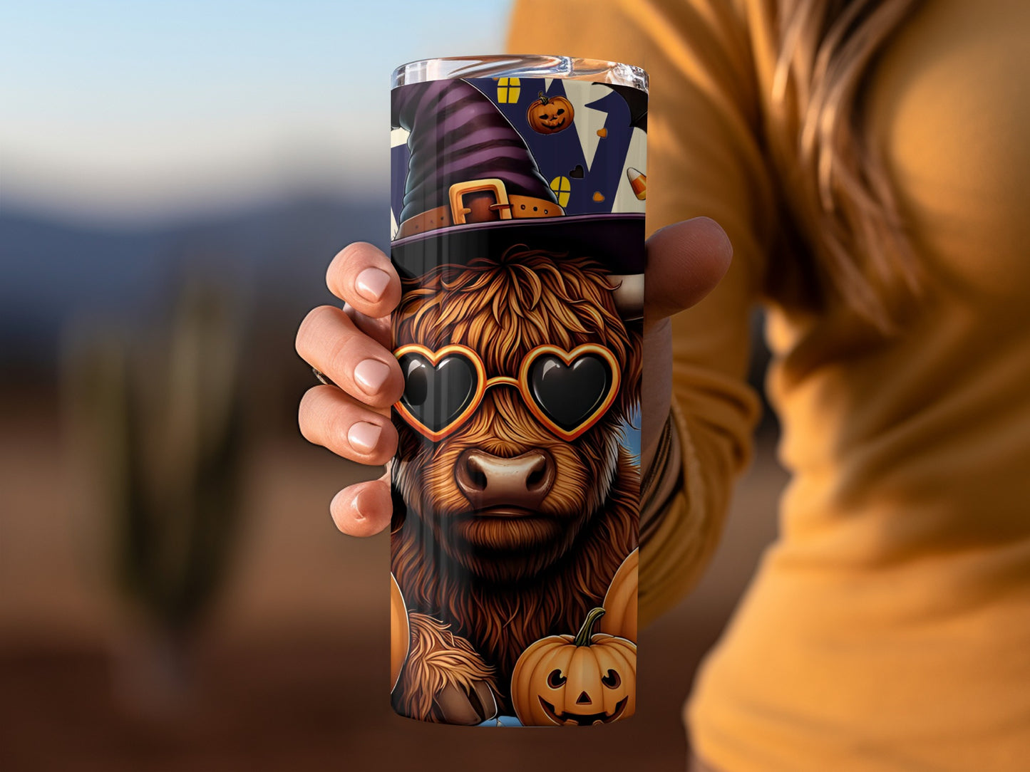 Cute Halloween Cow with Sunglasses Tumbler Cup