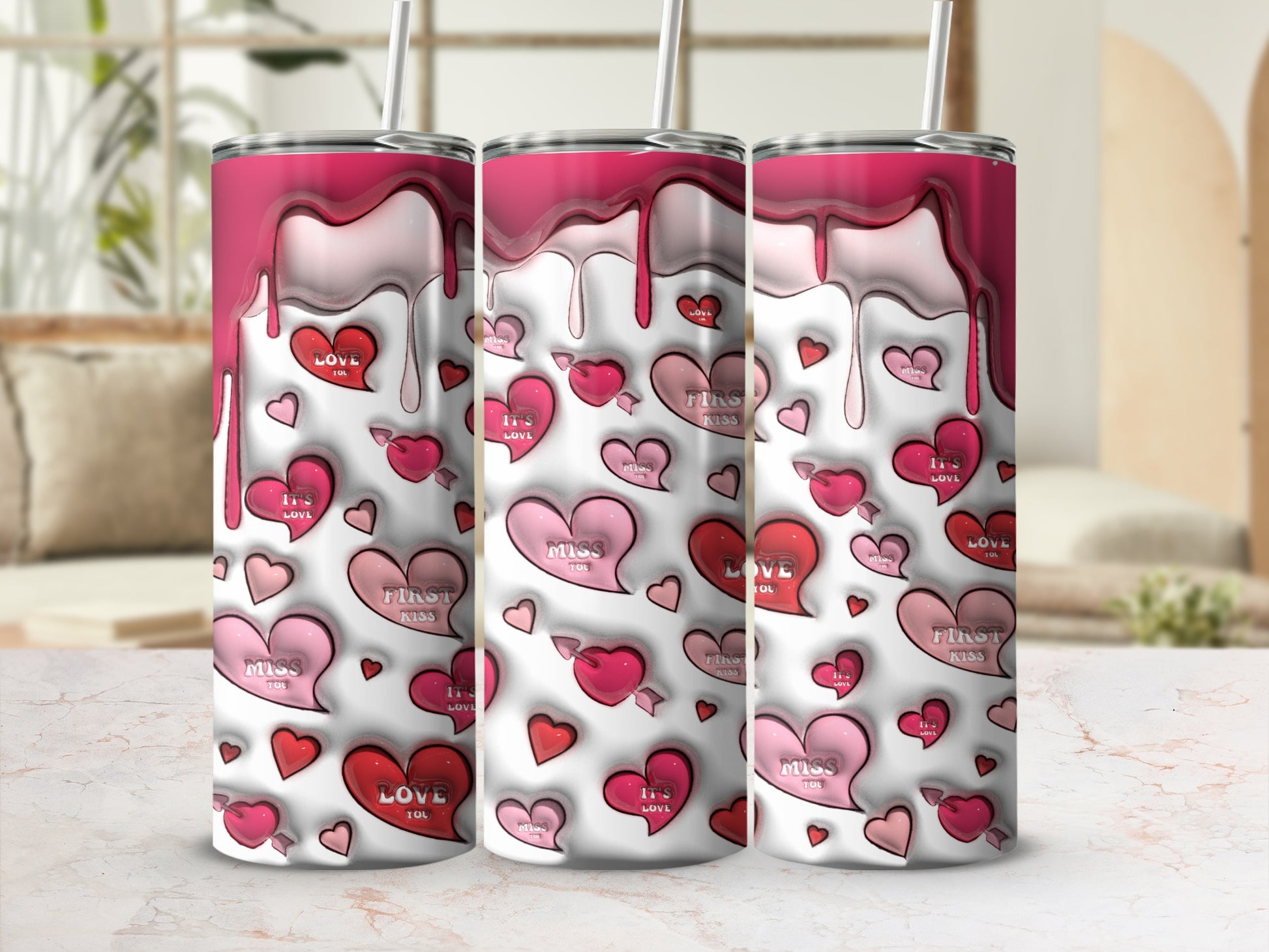 Pink Red Dripping Hearts Love You Miss You First Kiss product type