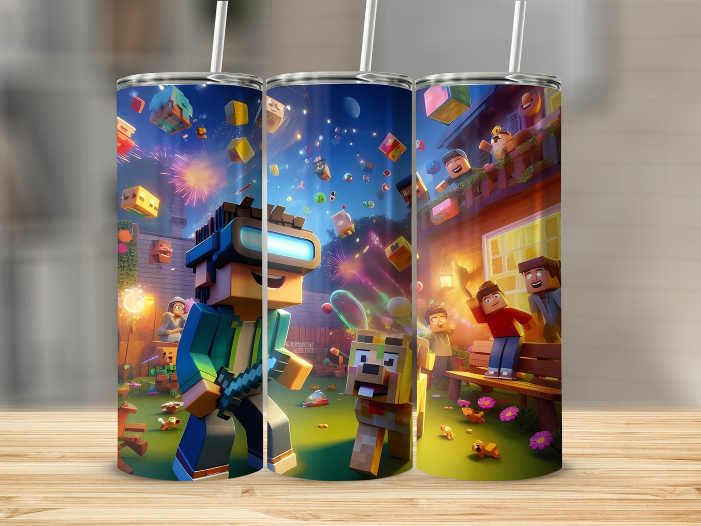Exciting Video Game Celebration Scene Tumbler
