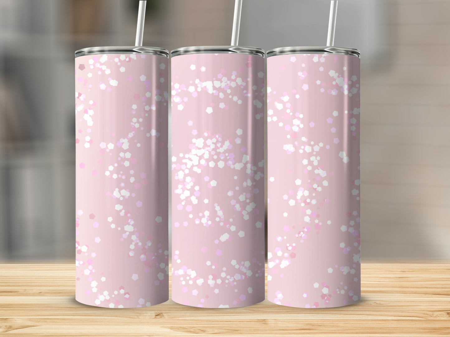 Pink Confetti Pattern Tumbler with Sparkling Design