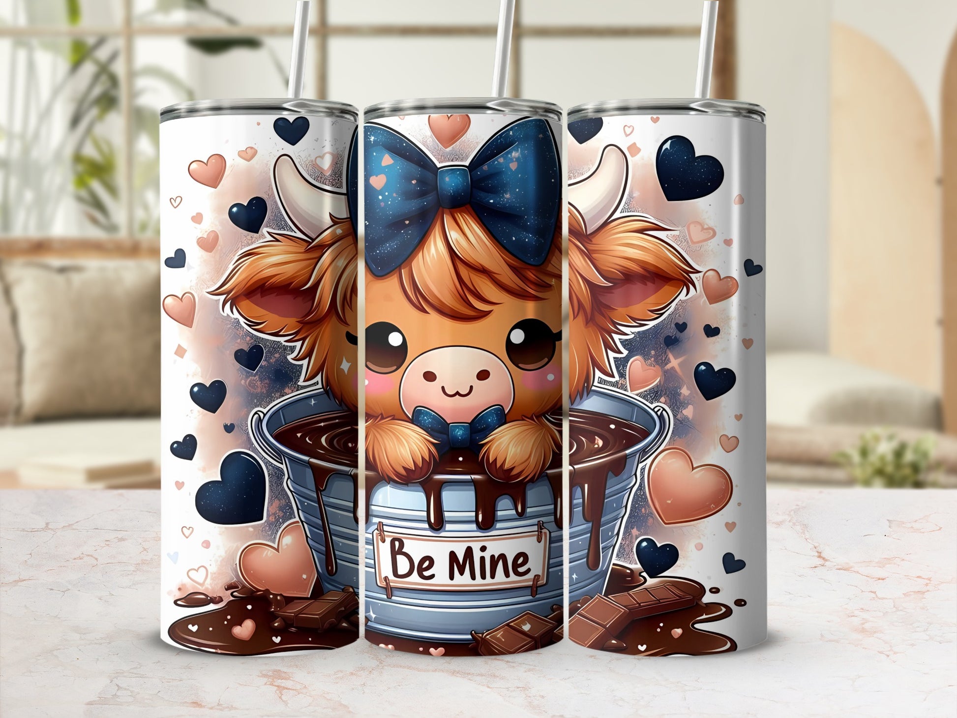Cute Chocolate Cow Be Mine Design Tumbler