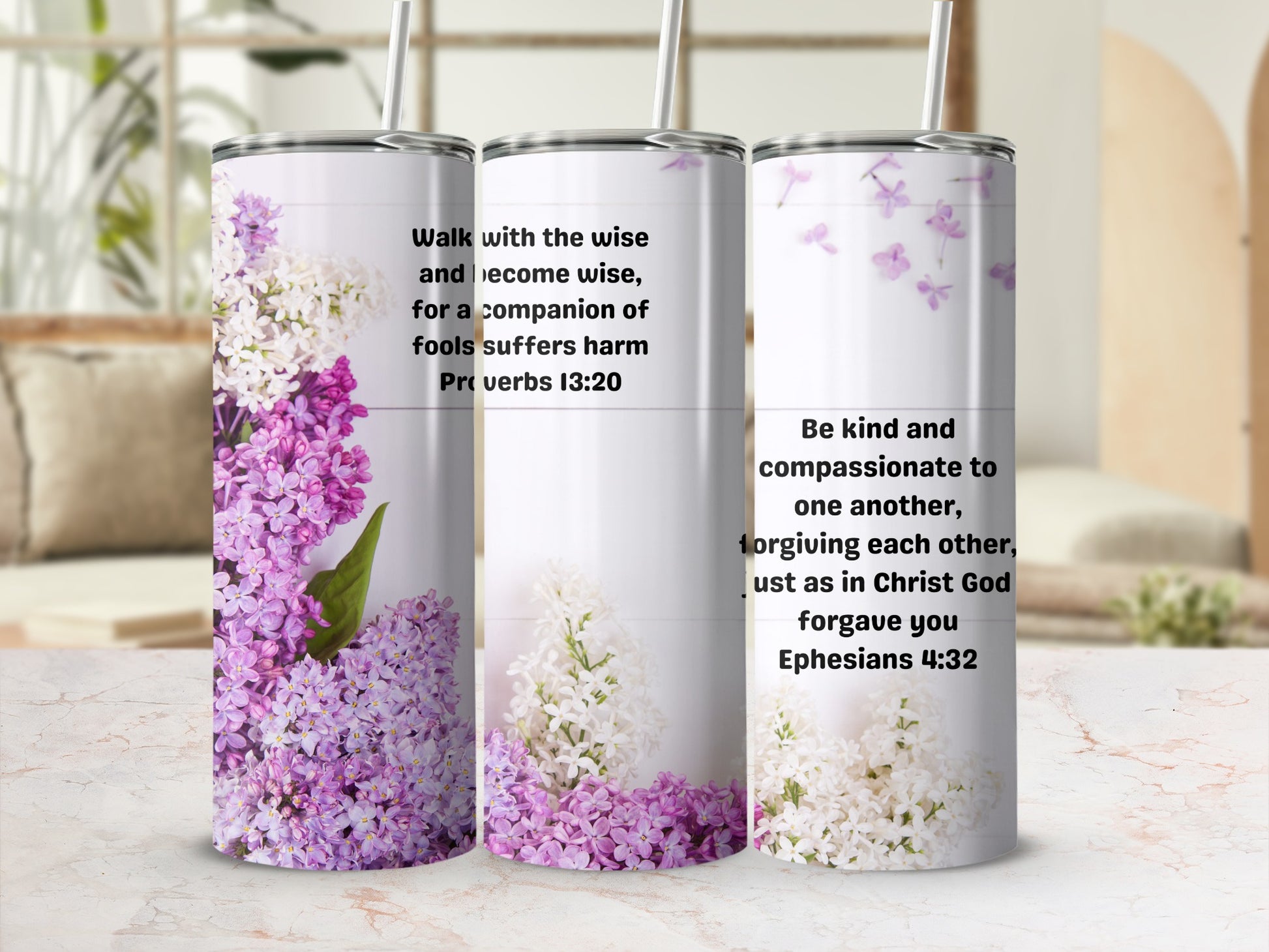 White Lilac Design Stainless Steel Insulated Tumblers