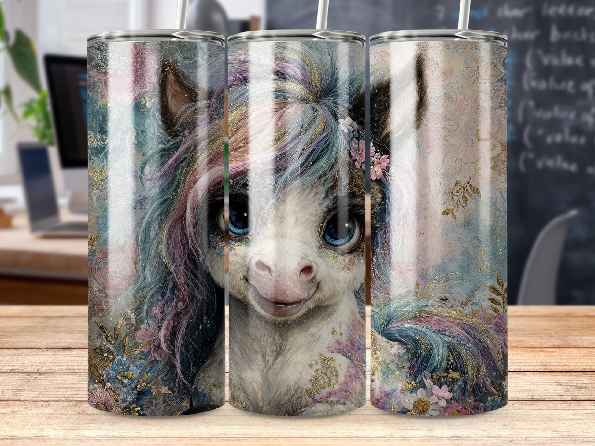 Majestic Unicorn Tumbler with Colorful Design