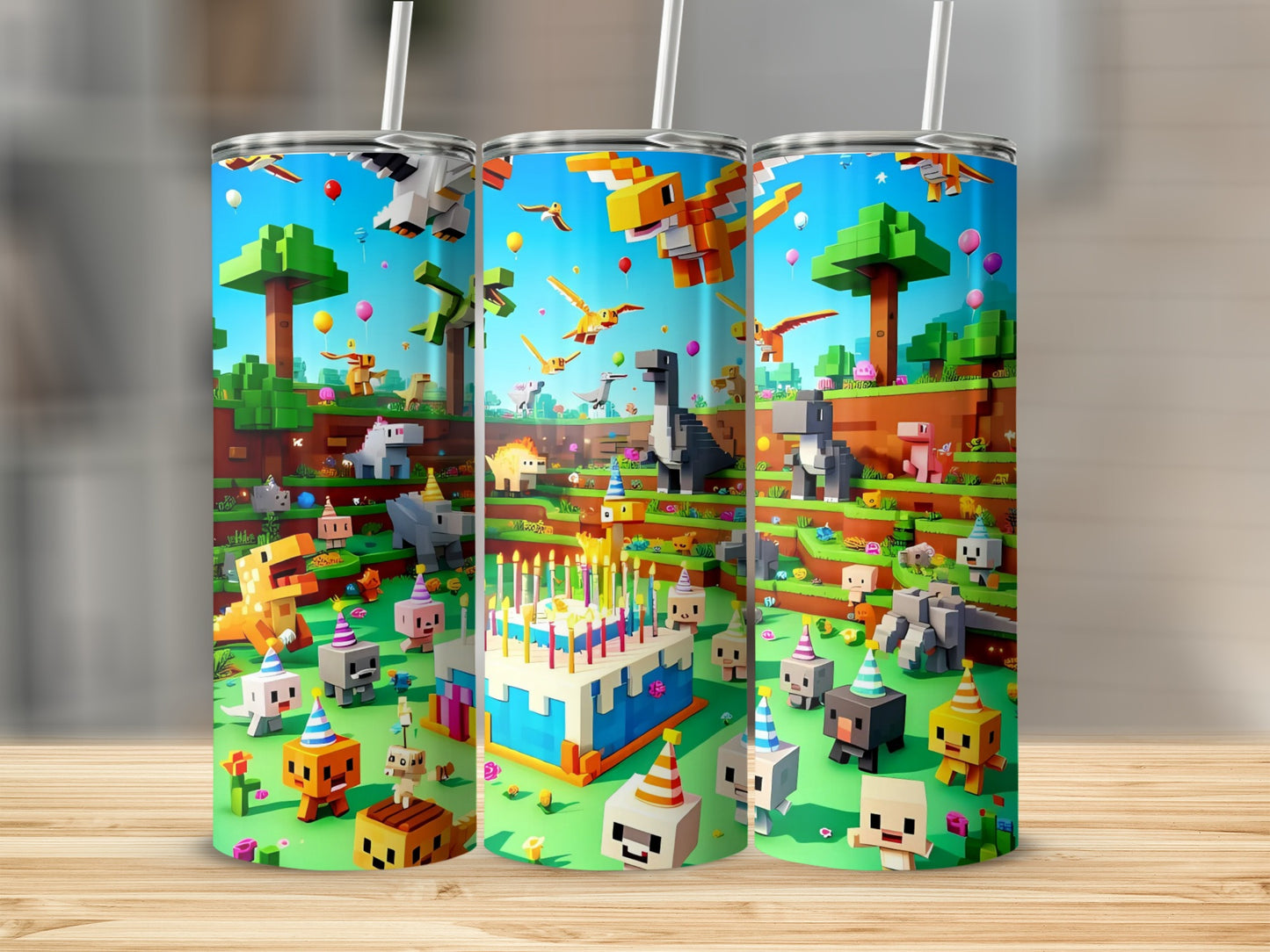 Colorful Birthday Pixel Art Design Tumbler
