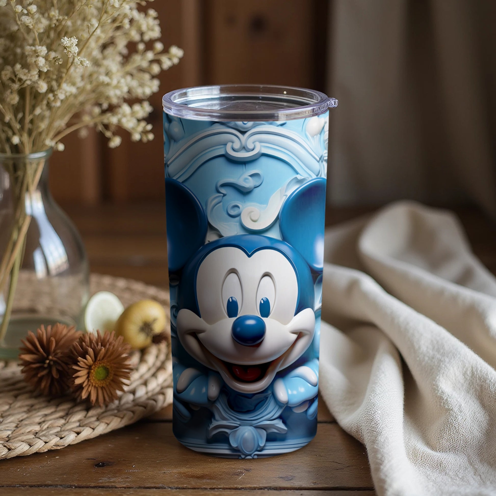 Cartoon Mouse Themed Tumbler with Blue Design