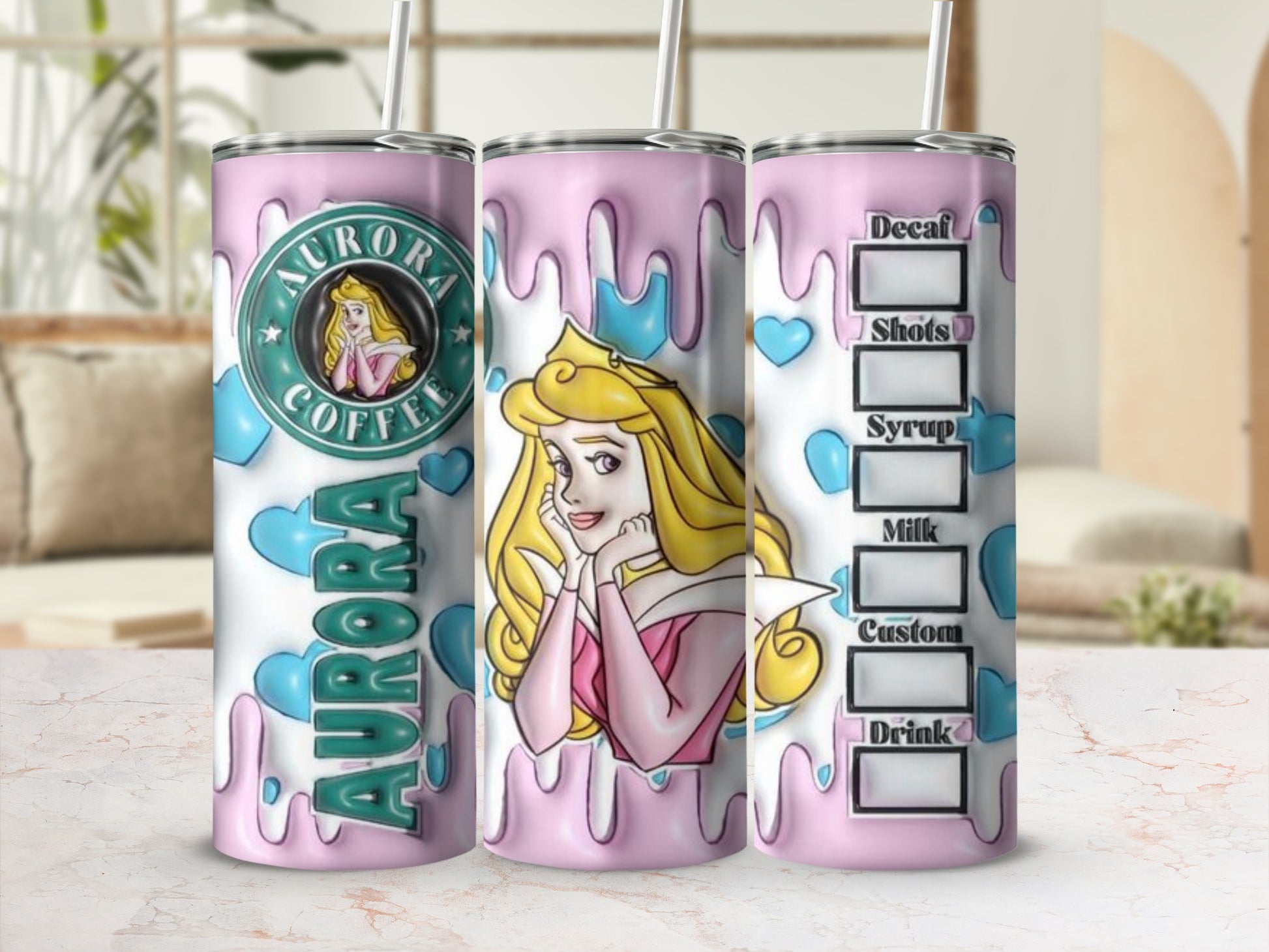 Aurora Coffee Pink Customizable Drink Tumbler