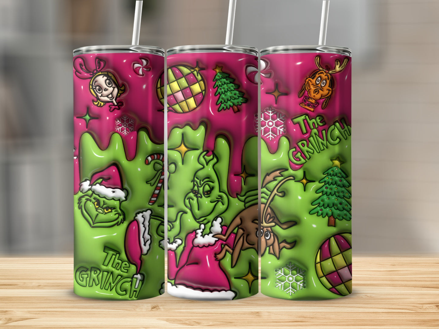 Colorful The Grinch Christmas Themed Tumbler Product