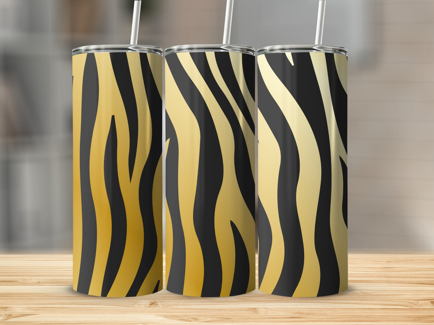 Stylish Black and Gold Animal Print Tumbler Product