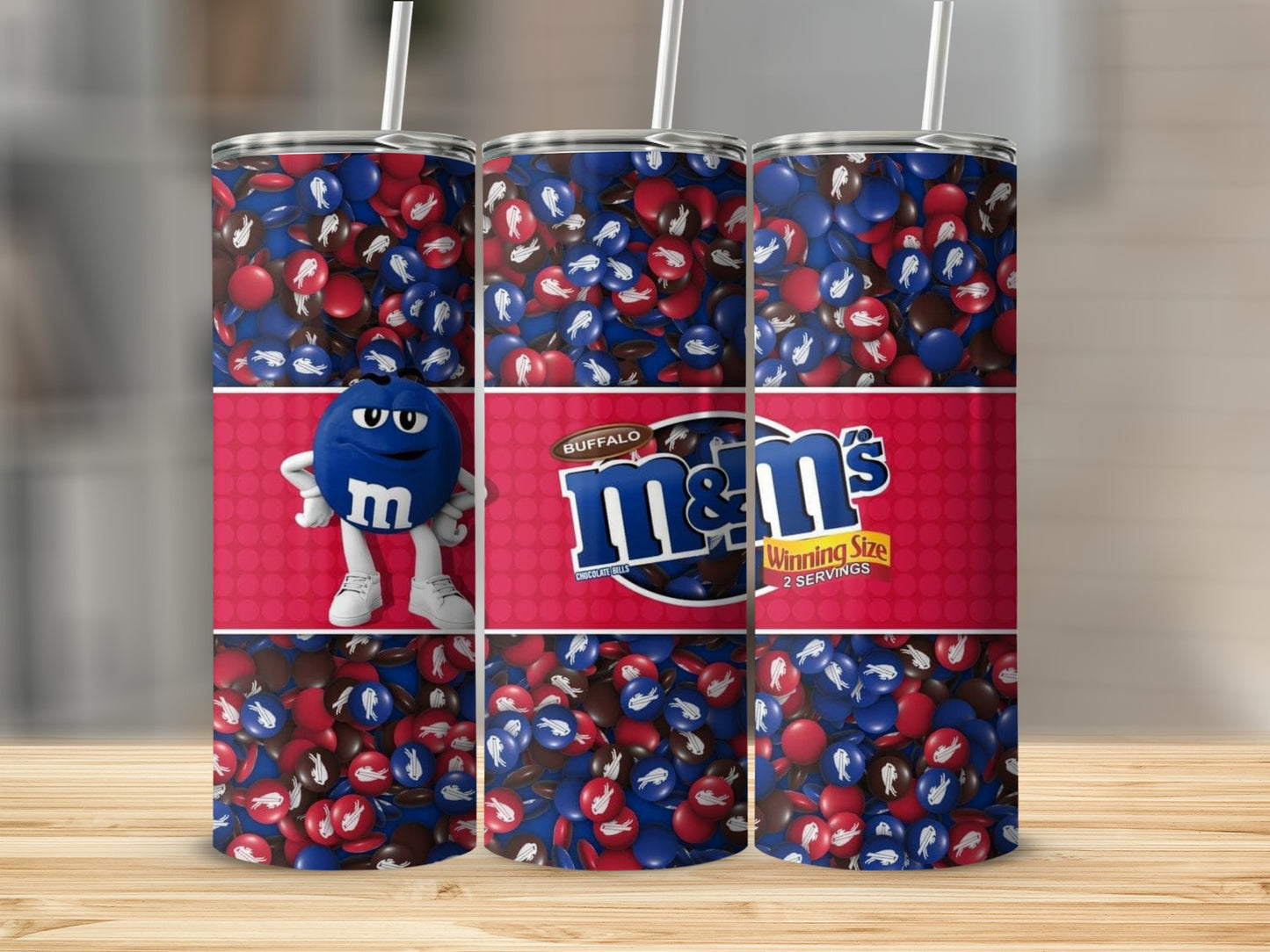 Buffalo Bills Winning Size M&M's Design Pattern Tumblers