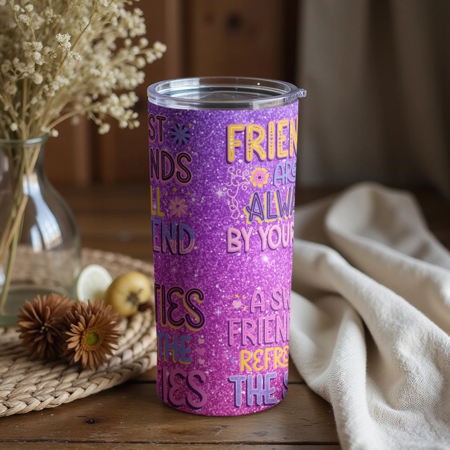 Friends Are Always By Your Side Purple Tumbler