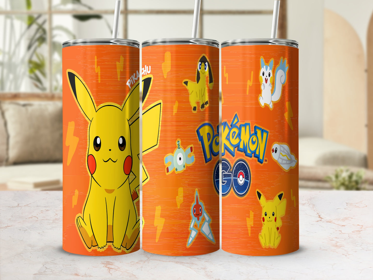 Vibrant Pikachu and Pokémon GO Design Tumbler