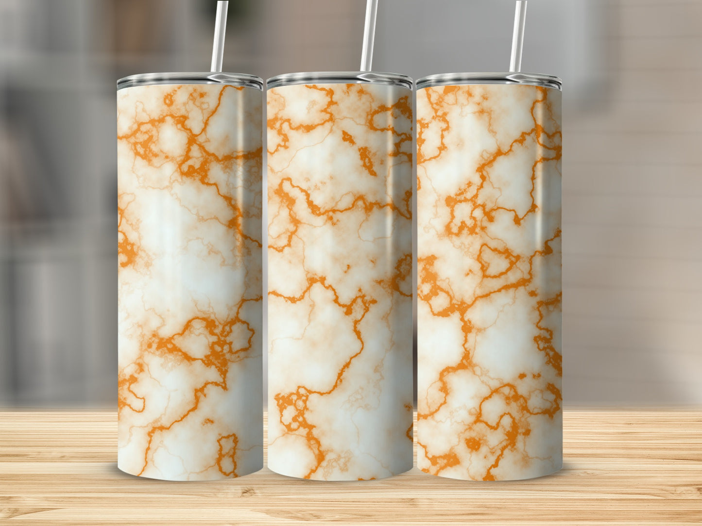 Orange Vein Marble Effect Background Abstract Tumblers