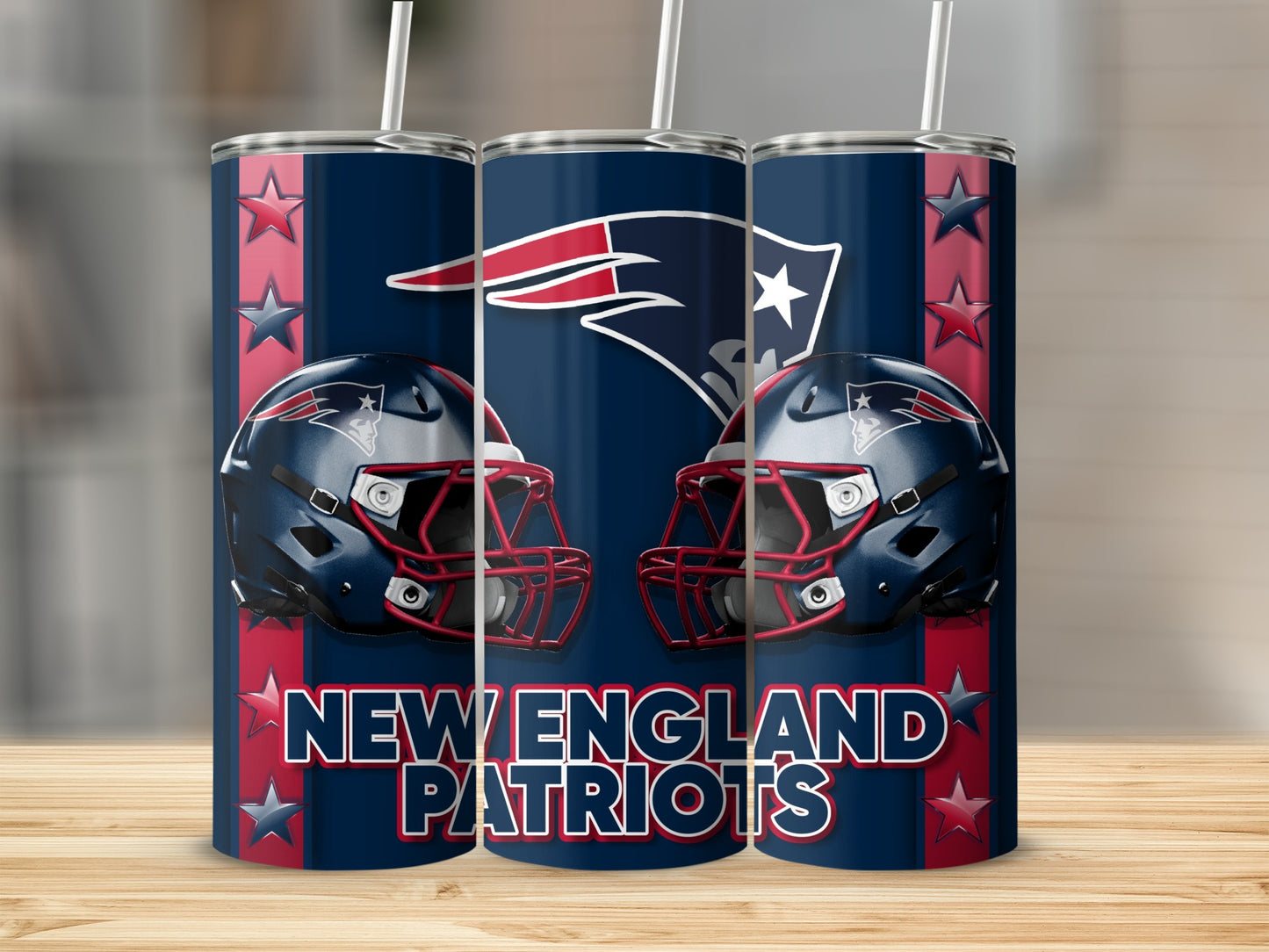 New England Patriots Team Helmets Graphic Design Tumblers